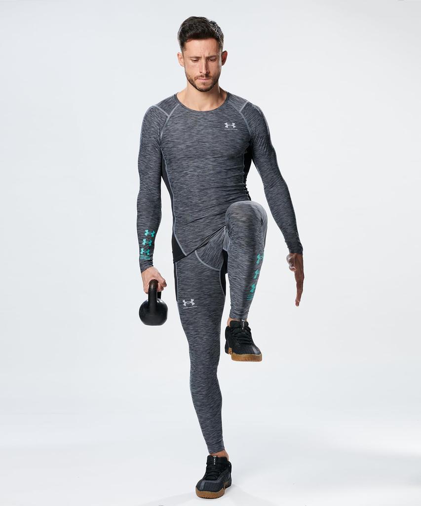 UA HeatGear Armor Compression Novelty Long Sleeve Shirt Training Steel XL Men's