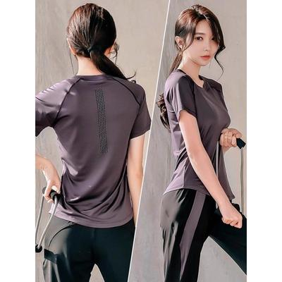 Women's Plus Size Quick Dry Short Sleeve Yoga Top - Breathable Loose Fit for Casual Sports or Night Running In Spring/Summer Seasons.