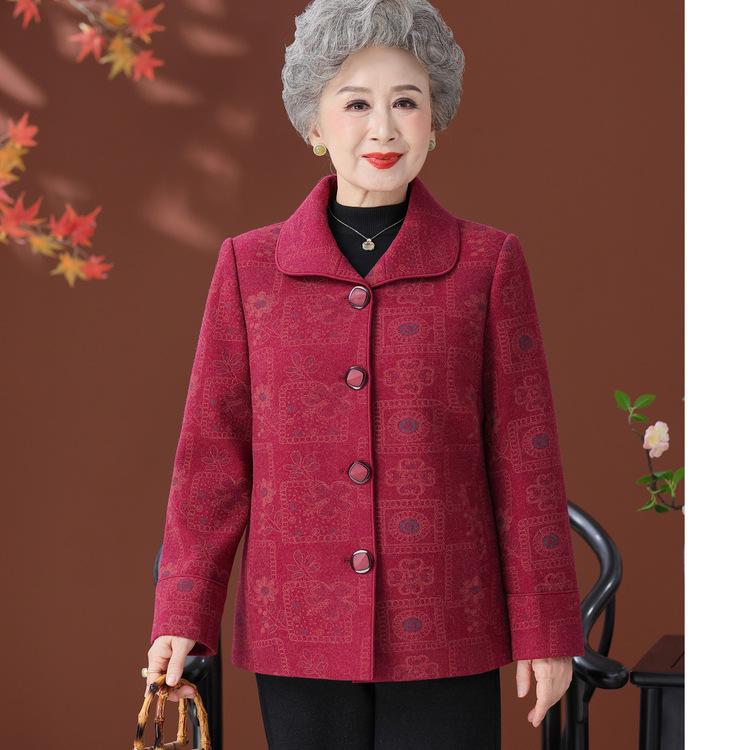 Middle-aged and Elderly Women's Autumn Coat Grandma 6070 Years Old 80 Mother Spring and Autumn New Coat Old Lady Old Clothes