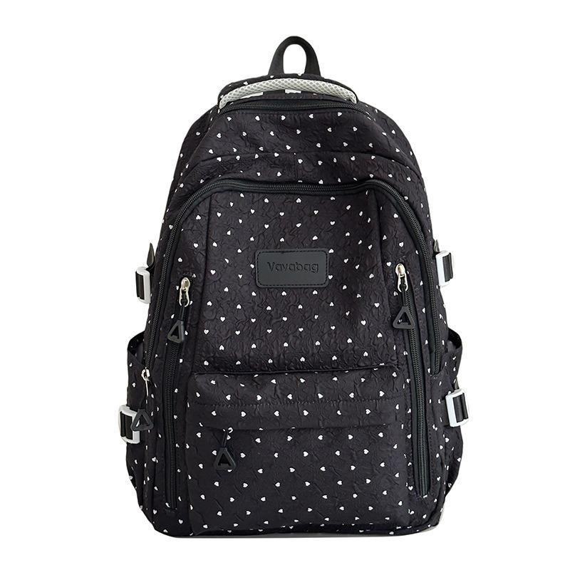 School Bag New High-value Fresh College Style Polka Dot Make-up Bag Junior High School Students Lightweight Travel Backpack