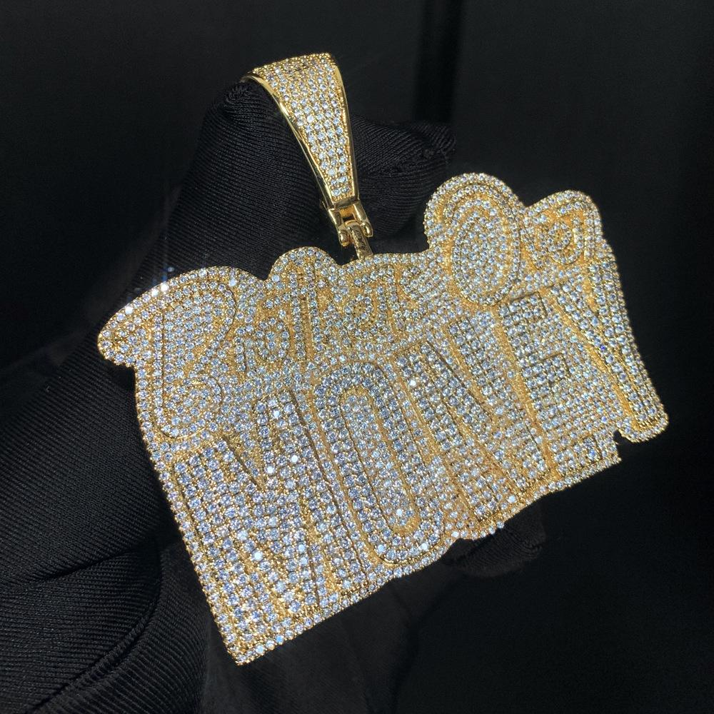 Hip-hop Zircon-Inlaid MONEY Letter Pendant Necklace - Trendy Men's Jewelry