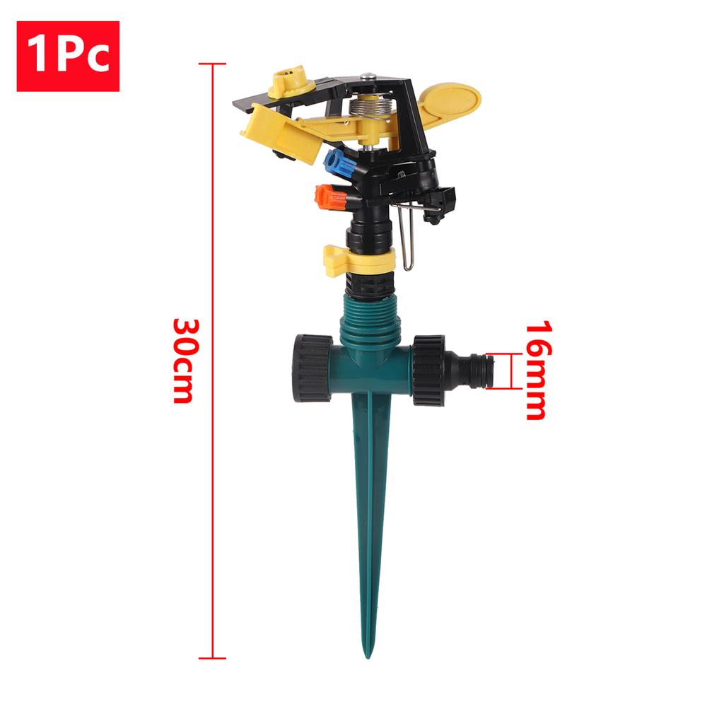 1/2" Male Thread Double Nozzle Yellow-Winged Adjustable Rocker Sprinkler With 3-Kinds Bracket Kit 360 Degree Garden Lawn Nozzle