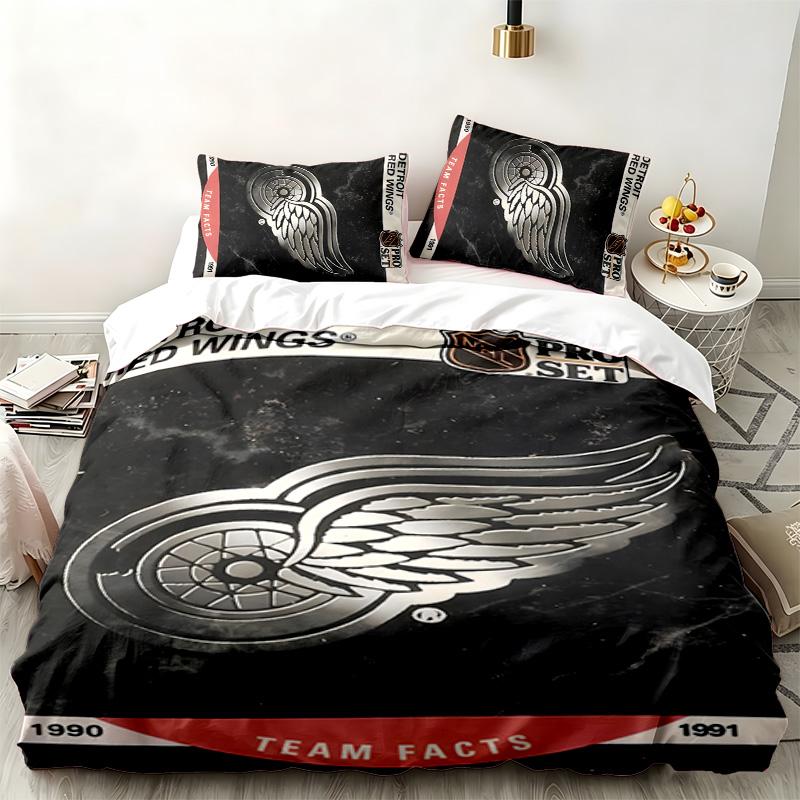 Detroit Red Wings 3pc Set Perfect for Bedroom Use Comfortable Bedding Set Includes a Duvet Cover and Two Pillowcases Ideal Birthday or Christmas Gift