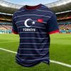 Men's Casual Crew Neck Short Sleeve Pullover T-Shirt Geometric Print Football Fan Top for Sports and Everyday Wear