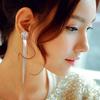 B196 Rhinestone Tassel Earrings: Korean Fashionable Diamond-Inlaid Round Drops for Women