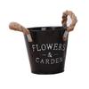 Tin Flower Pot with Hemp Rope Succulent Holder - European Pastoral Wrought Iron Bucket