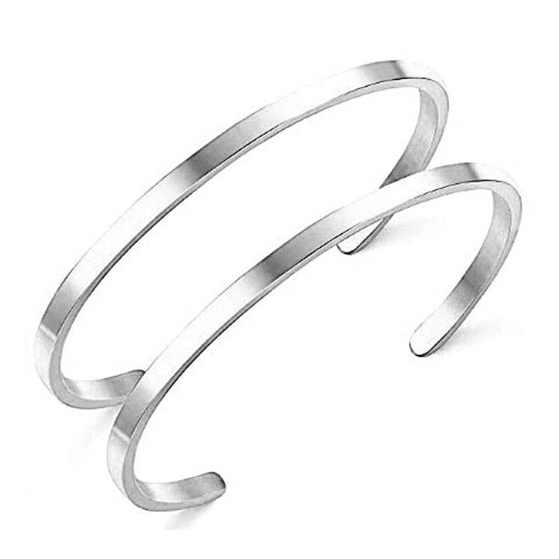 Verstellbarer C-förmiger Edelstahl-Armreif - Europäisches/Amerikanisches Erntedank- und Weihnachtsgeschenk, Anpassbares Logo verfügbar.