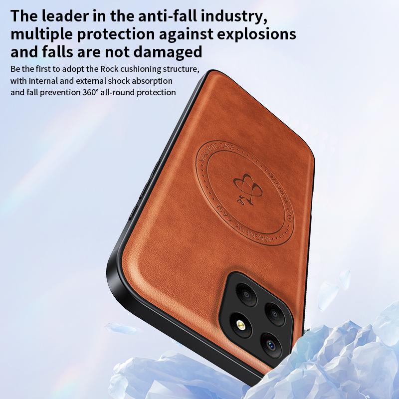 Magnetic Stand Holder Leather Phone Case For Honor X7C X8B X8C X9C X9B X9A 400 200 Magic 7 Pro Lite Wireless Charging Logo Cover