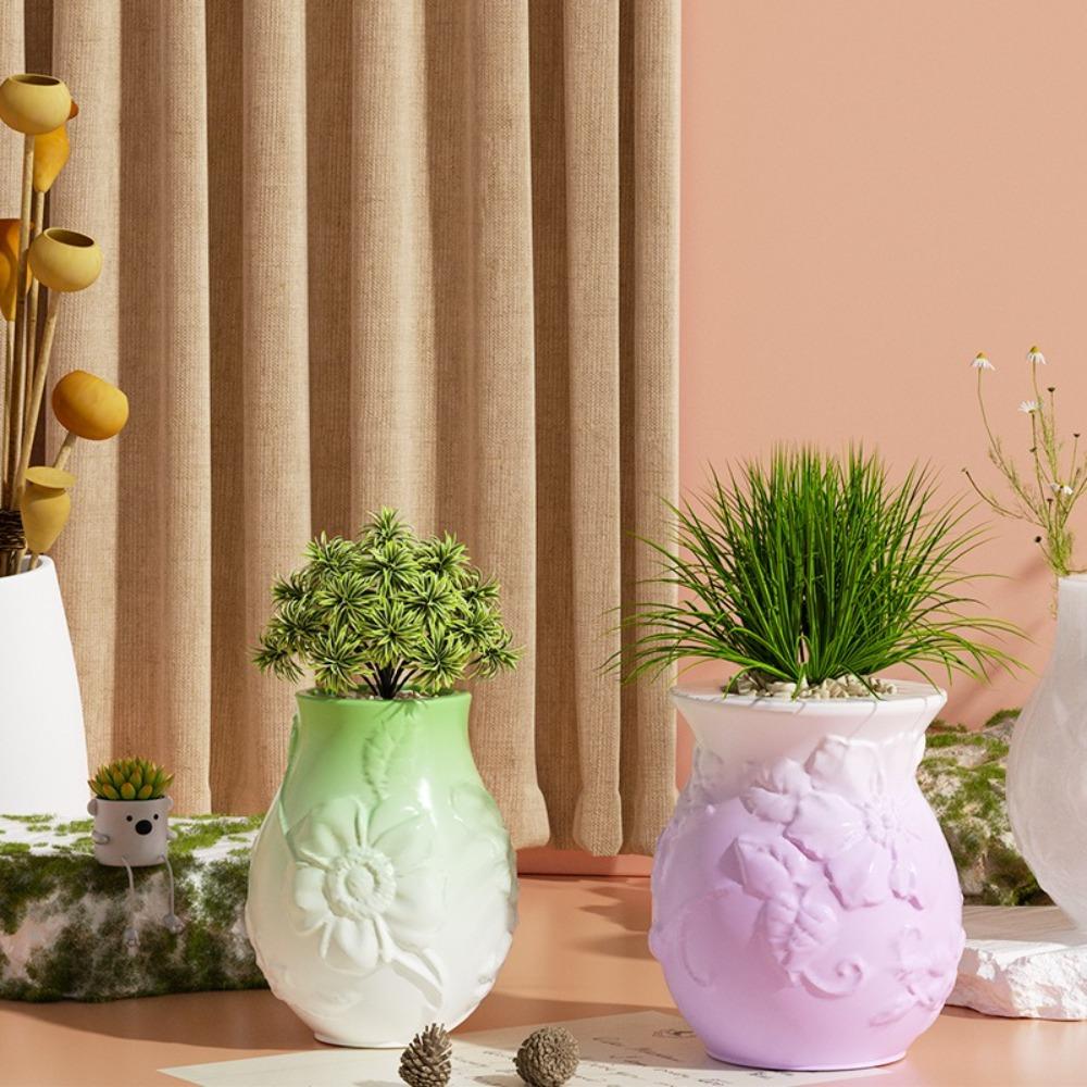 Embossed Flower Vase Silicone Mold Cute Storage Jar Mold Resin Dropping Mold Home Living Room