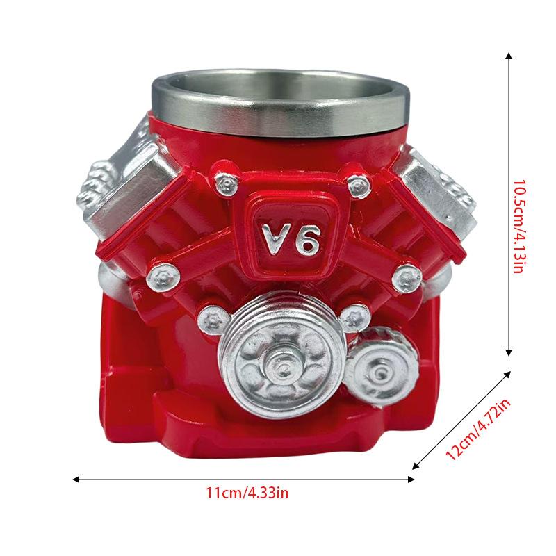 

V8 Engine Mechanical Mug Engine Cup Coffee Beer Personalized Water Cup Resin Stainless Steel V6
