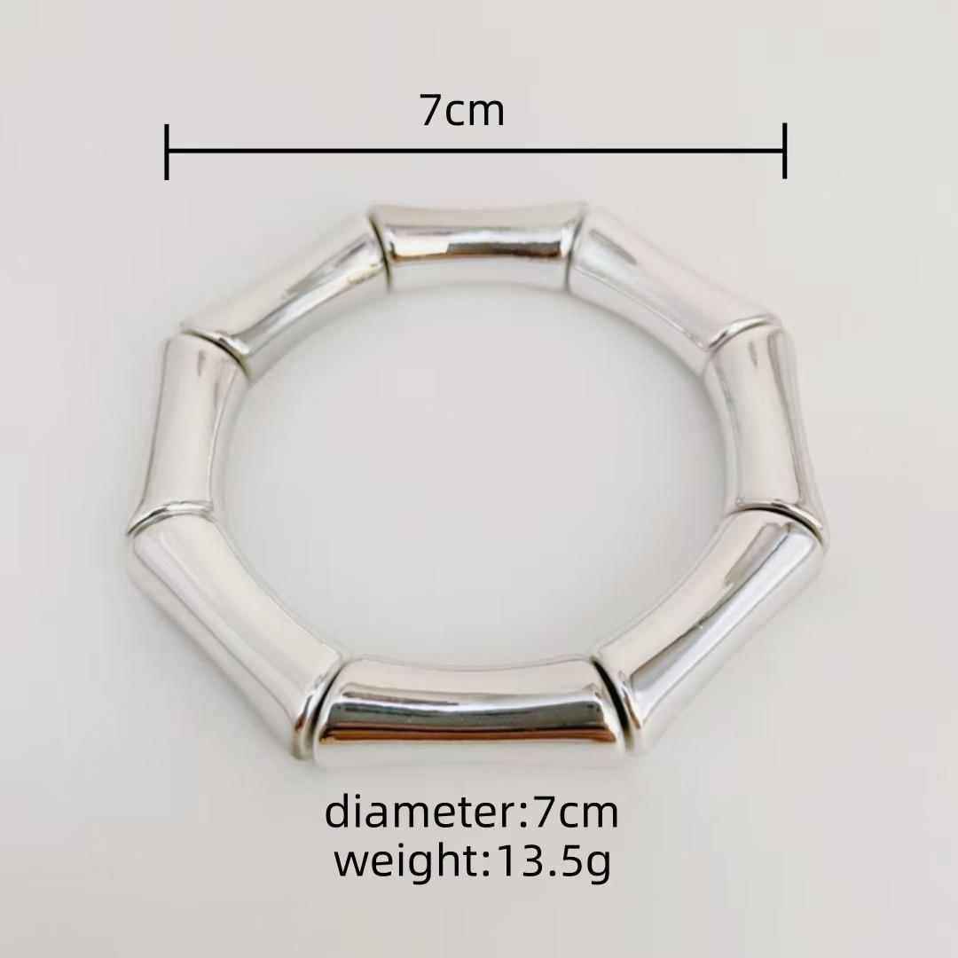 

Популярный стиль бамбукового браслета, простая индивидуальность, бамбуковая рифма, нишевый изящный трубчатый модный темперамент, браслет-манжета с бусинами. серебряный