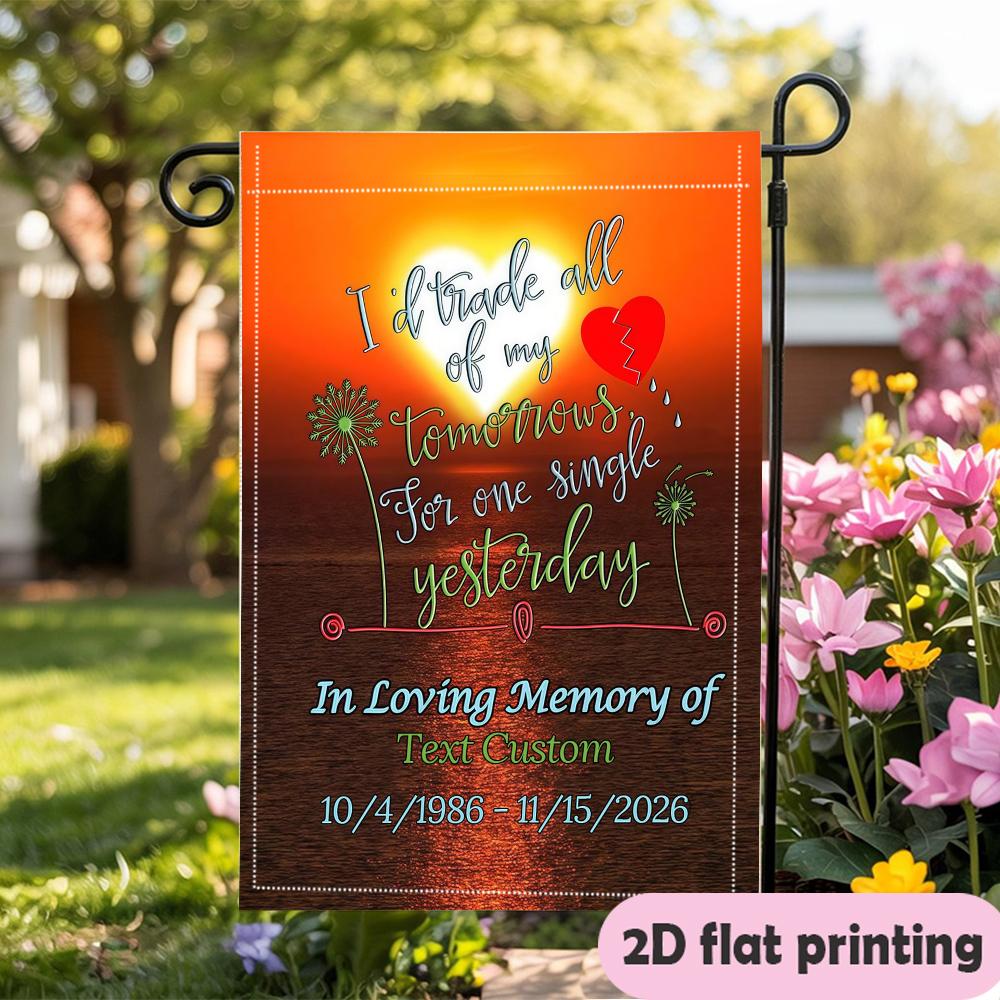 Personalized Memorial Garden ag Sunset Ocean Dandelion Memorial, Double Sided Outdoor Yard Decor