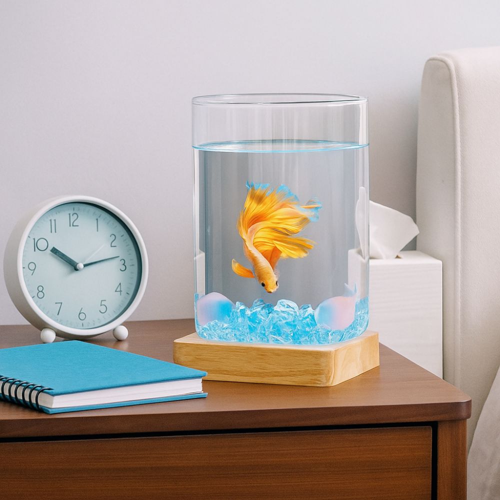 High Transparency Betta Fishtank Glass Ecological Tank Creative Goldfish Tank  Desktop Decoration