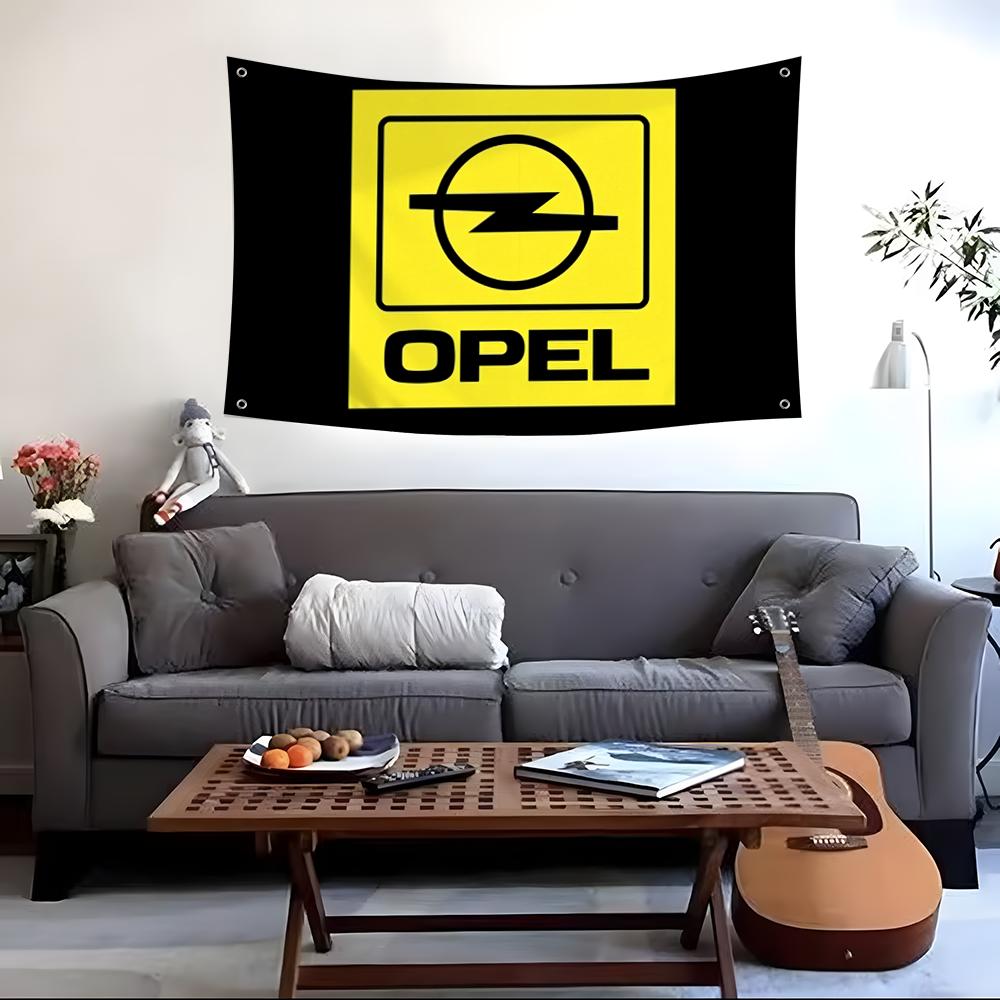 O-Opels Motor Sport Metal Logo Flags Sunproof Wind-resistant Outdoor Flag, Festival Decor for Courtyards & Gardens Shops Camping