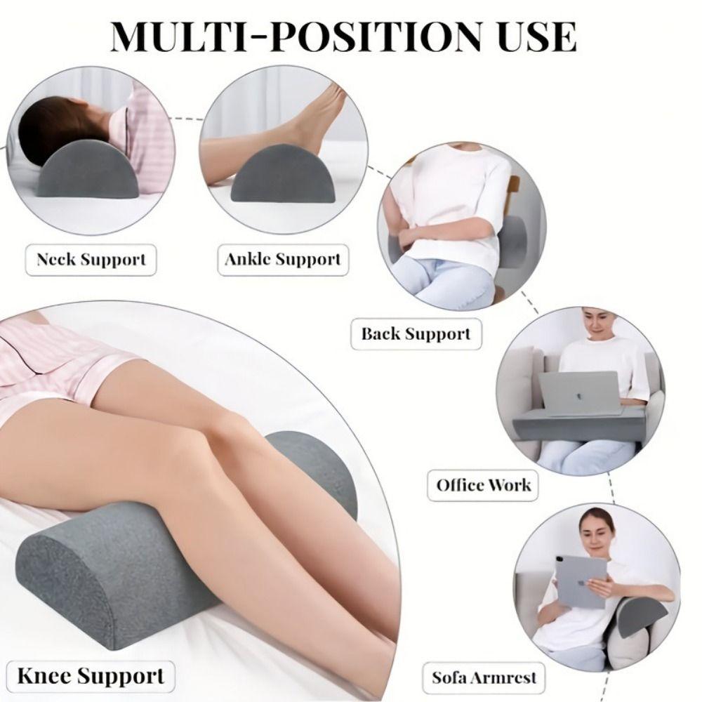 Removable Cover Leg Pillow Half Cylinder Knee Support Pillow Half Moon Bolster Pillow Orthopedic