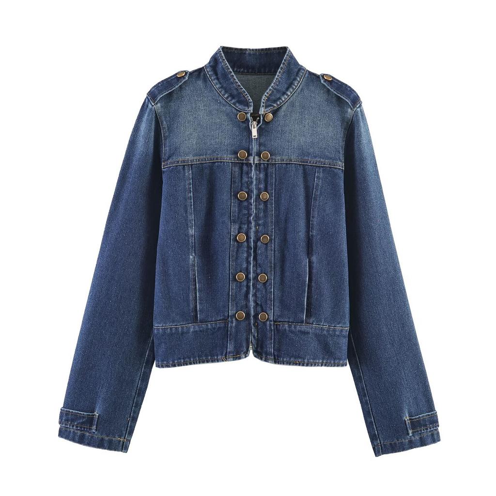 2026 summer new European and American cross-border women's clothing street denim strap buckle jacket w021 83061