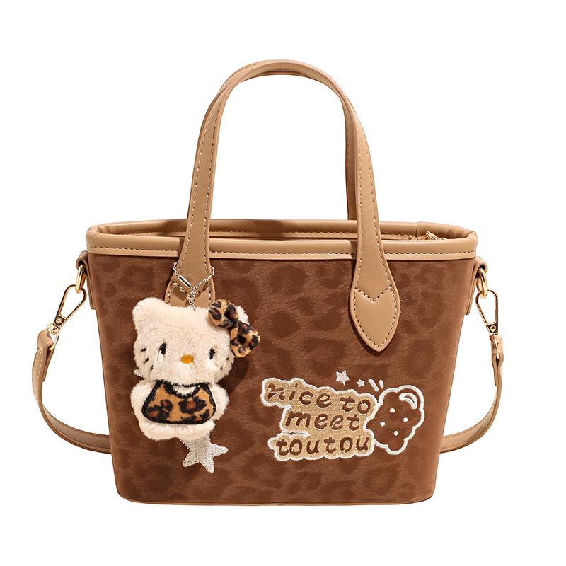 2025 Autumn/Winter Retro Leopard Print Women's Versatile Bucket Handbag - Simple Commute Crossbody & Shoulder Bag