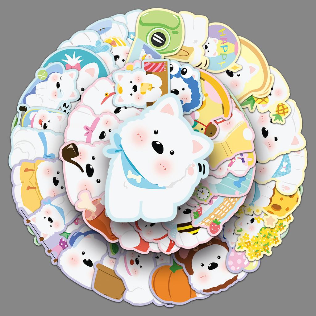 50 West Highland Cartoon Stickers Cute Hand-painted Dog Decorative Water Cup Suitcase Gulle Stickers