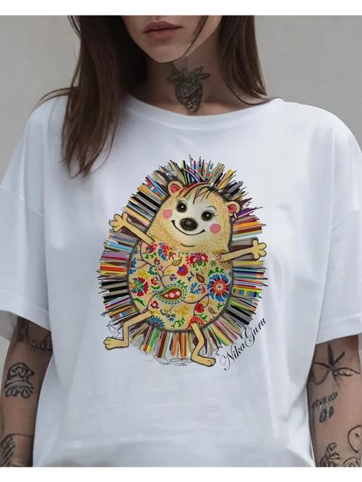 Hedgehog print T-shirt 2XL