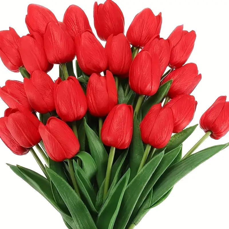 10Pcs  34cm Artificial Floral Tulip Bouquet Real Touch Flowers for Home Decoration Wedding Decor