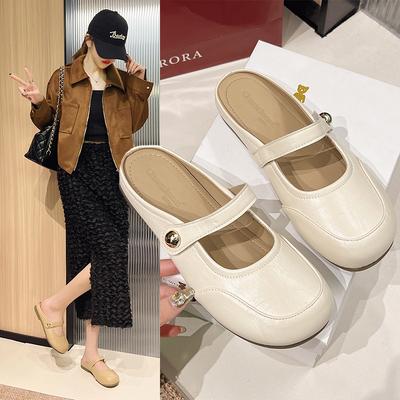 Корейська версія зручного верхнього одягу сумка напівтапочки жіночі літні одна педаль 2025 нові повсякденні ледачі тапочки з м’яким дном прохолодні тапочки