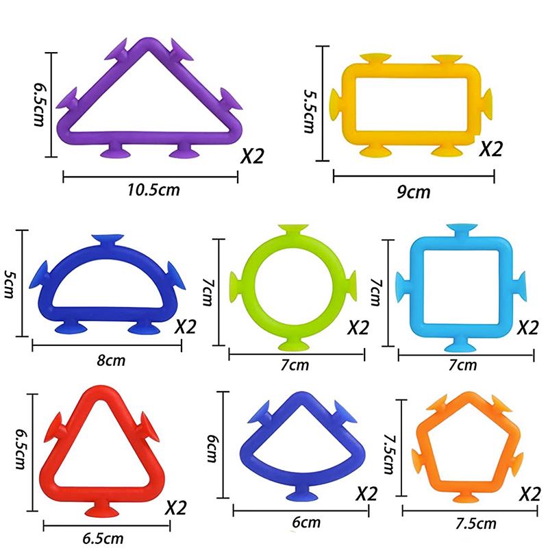 Suction Cups Children Toy Silicone Pieces Games Build Block Suction Bath Toy Sensory Fidget Sucker Toy for Kids 2 To 4 Years Old