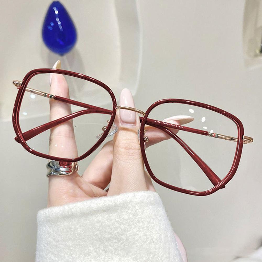 

Fashion Retro Square Clear Glasses Metal Frame Anti Blue Light Flat Glasses High Quality Durable Computer Eyewear Free Shipping красный