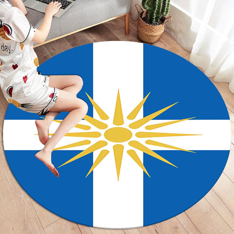 Flag Round Area Rug,Carpet Rug for Living Room Bedroom Sofa Playroom Decor,Non-slip Floor Mat
