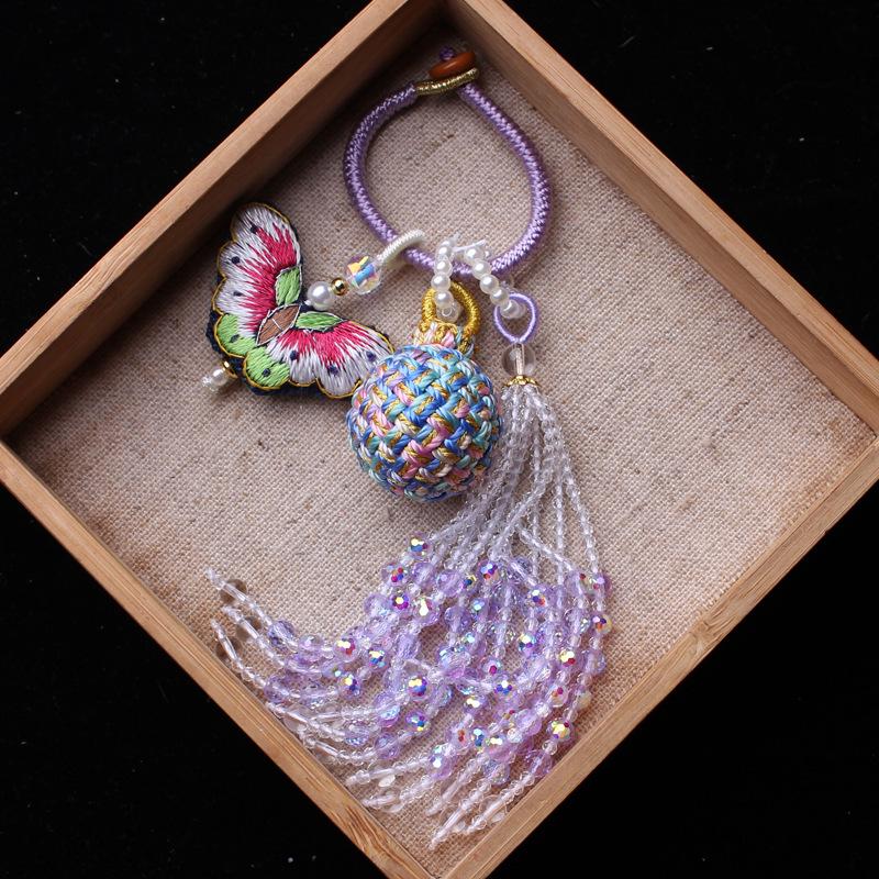 Number 16 Handmade Tassel Accessory with Ball Charm, Pearl, and Spinel Details.