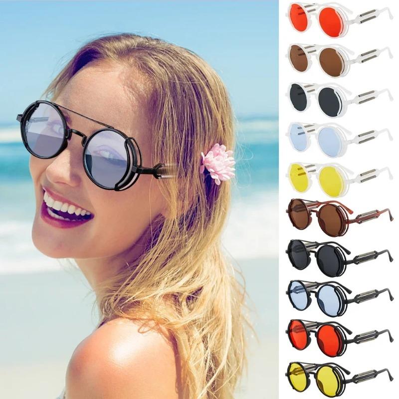 Vintage Punk Round Frame Sun Glasses Men Steampunk Sunglasses Brand Designer Women Eyewear Uv400 Outdoor Sports Driving Google