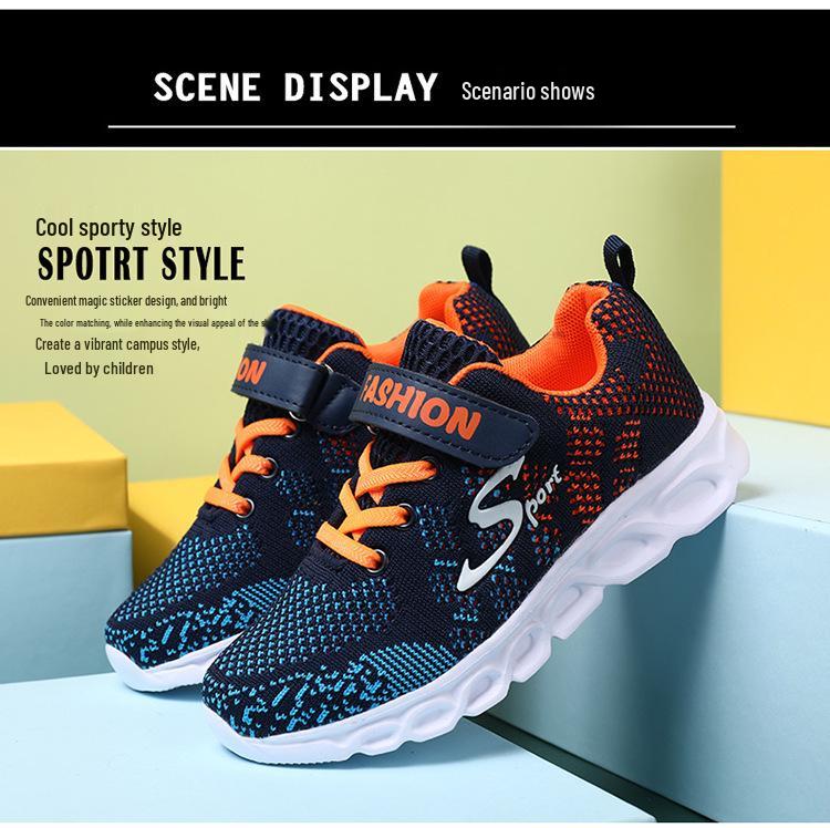 Boys' 2024 Flyknit Breathable Running Shoes - Lightweight, Mesh Design for Kids