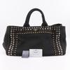 Prada Kanapa GM Handbag B1872O Bijou Studs Tote Bag NERO Black Canvas Women Used