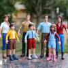 Oenux New Farmer People Model Simulation Farm Staff Feeder Action Figures Pig Animals Figurine Miniature Lovely Toys For Kids