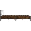 Bed Frame Smoked Oak 135 x 190 cm Wood Based Panel and Metal