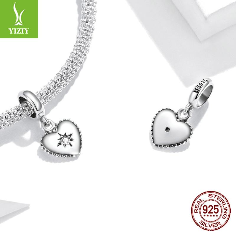 Starburst Love Diy Bracelet Pendant, Diamond Heart S925 Silver Beads Accessories Scx132