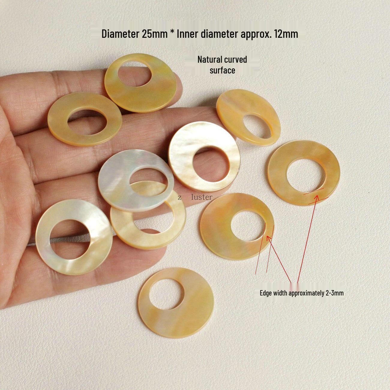 Handmade 25mm Off-Center Round White Butterfly Mother-of-Pearl Shell for DIY Jewelry.