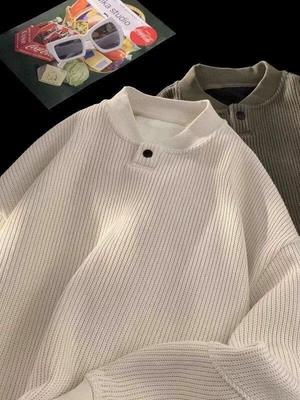 Maglione a V a righe di alta gamma da uomo: Pullover in maglia casual a vestibilità larga per autunno e inverno.