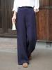 Lu & Andi Women's Spring Han Hemp Wide-Leg Pants - New Chinese Style Slimming Drape Straight Leg Casuals