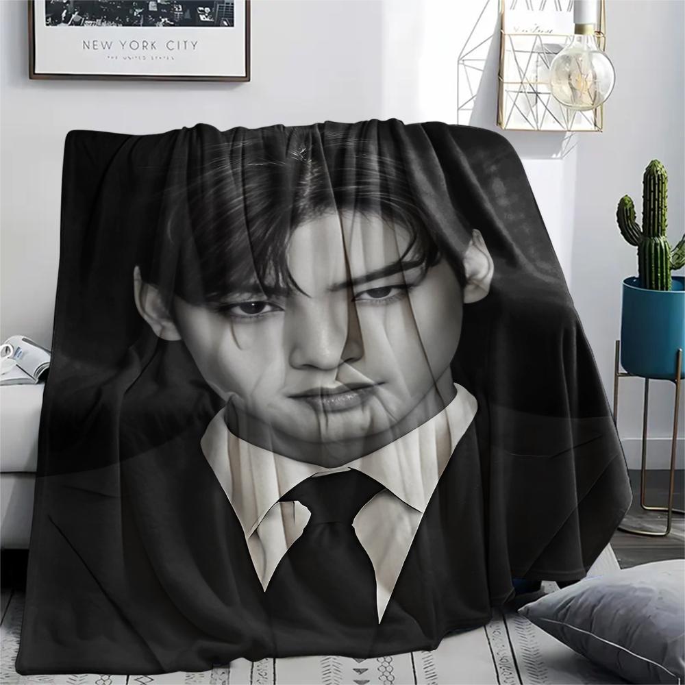 1 STuks Cha Eun-woo Print Flanellen Deken, Hoge Kwaliteit Alle Seizoenen, Woondecoratie, Warmte en Comfort, Perfect voor Kerstcadeaus