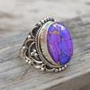 Ethnic CopperColor Inlaid Imitation of Purple Lapis Lazuli Women's Ring Geometry Daily Wear Party Jewelry
