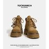 Cowhide Martin boots women's autumn new thick-soled inner height-increasing short boots retro versatile hiking boots women