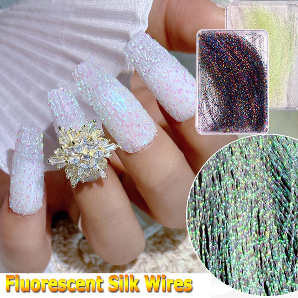 

Holographic Glowing Fluorescent Silk Wires Nail Extension Fiberglass Forms Nail Art Decoration