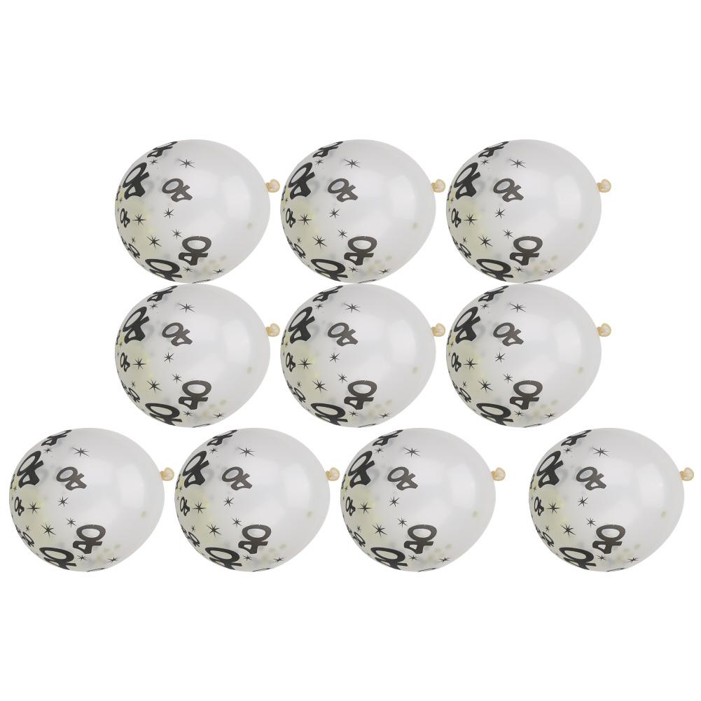 10Pcs Latex Transparent Balloon with Nnumber 40 Pattern for Birthday Party Wedding Anniversary Decorate