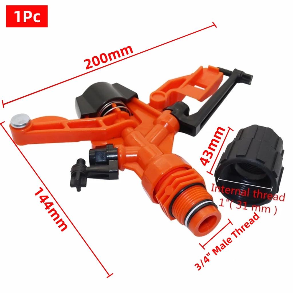 3/4" Male Thread Plastic Rotary Double Nozzle Lawn Greening 360-Degree Field Grass Spray Irrigation Water Saving Sprinkler Head