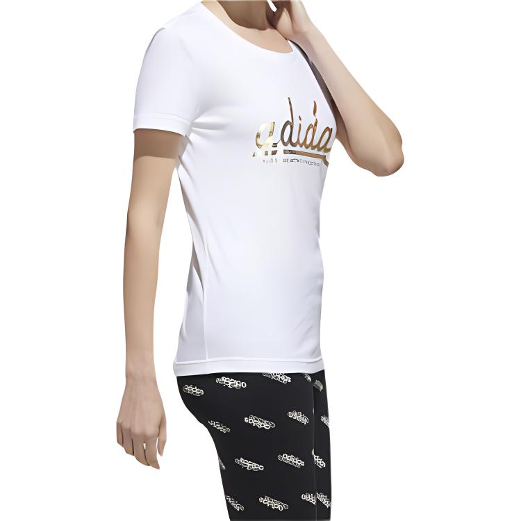 Adidas Colgt Foil Print Short Sleeve T-Shirt Women Tops White FM6174