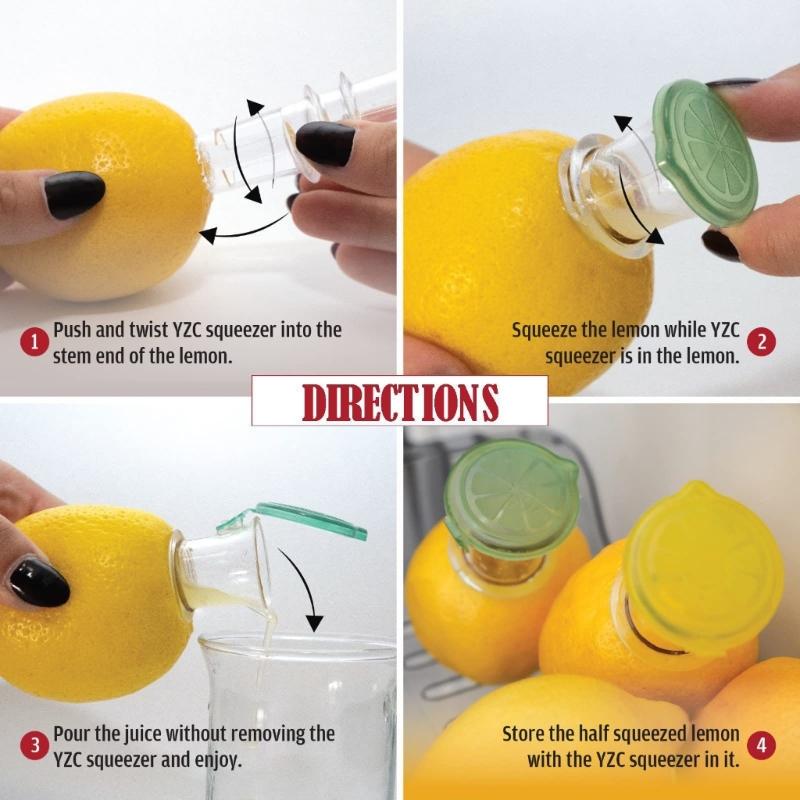2Pcs Clear Plastic Screw Top Juice Squeezer Lemon Squeezer Kitchen Tool Manual Juice Extractors for Drink Cooking