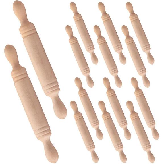 FUN 72pcs Mini Rolling P for Crafts Small Wooden Rolling P for Kids Wood Dough Roller Models for Baking Dollhouse Kichen Accessories - 1.96 Inch