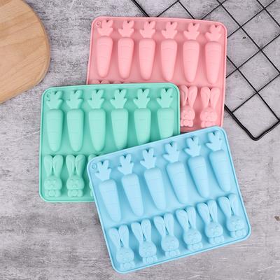 1 Pezzo Carino Cartone Animato Conigli Carota Silicone Gommoso Stampo Geometria Animale Cubetto Ghiaccio Caramella Cioccolato Antiaderente Stampo da Forno