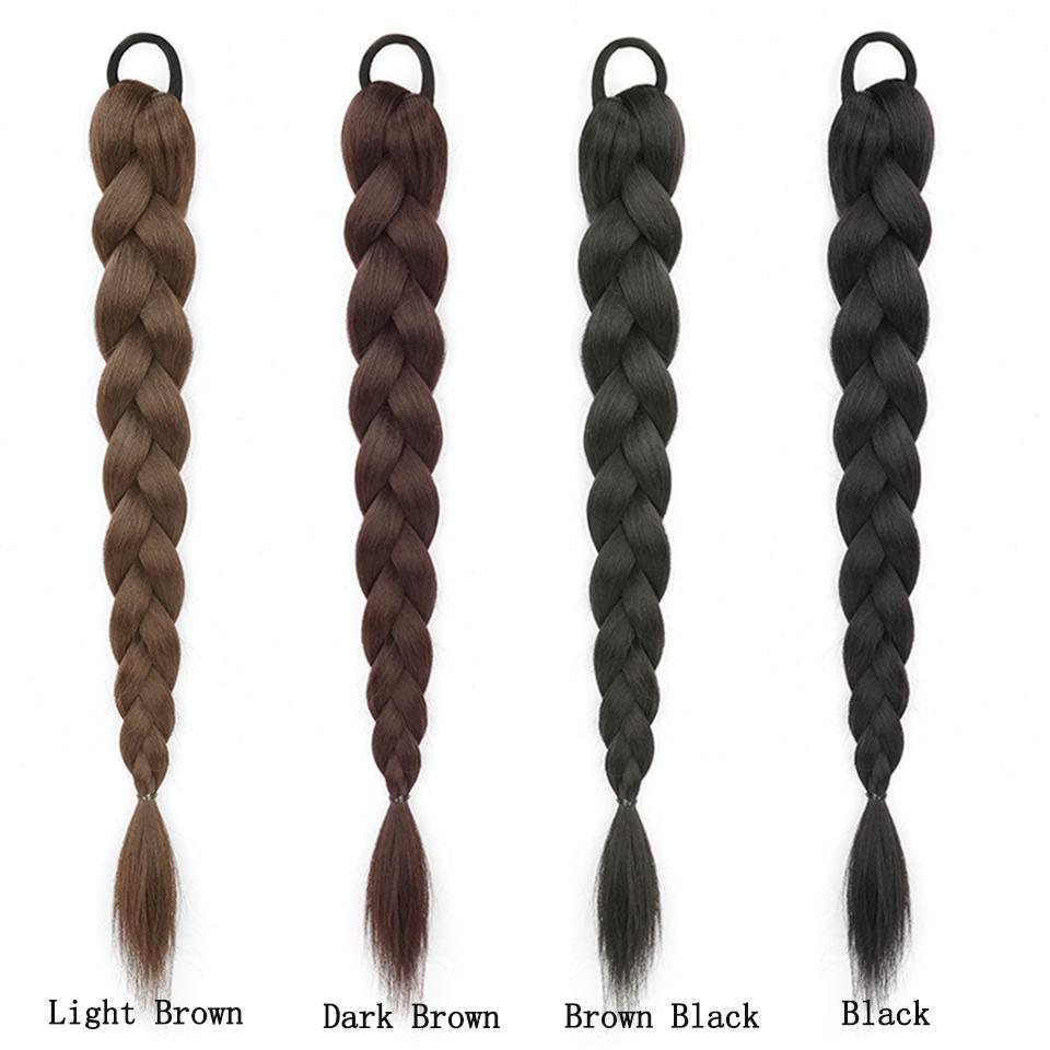 18-calowy syntetyczny warkocz kucyk z gumką do włosów warkocze bokserskie dla kobiet akcesoria do włosów długie czarne warkocze
