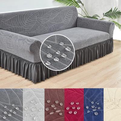 Wasserdichte dehnbare Sofabezüge mit Rock, Atmungsaktive Couchbezüge, Verstellbare elastische Überwürfe für Wohnzimmer, Hotel, 1 Stück